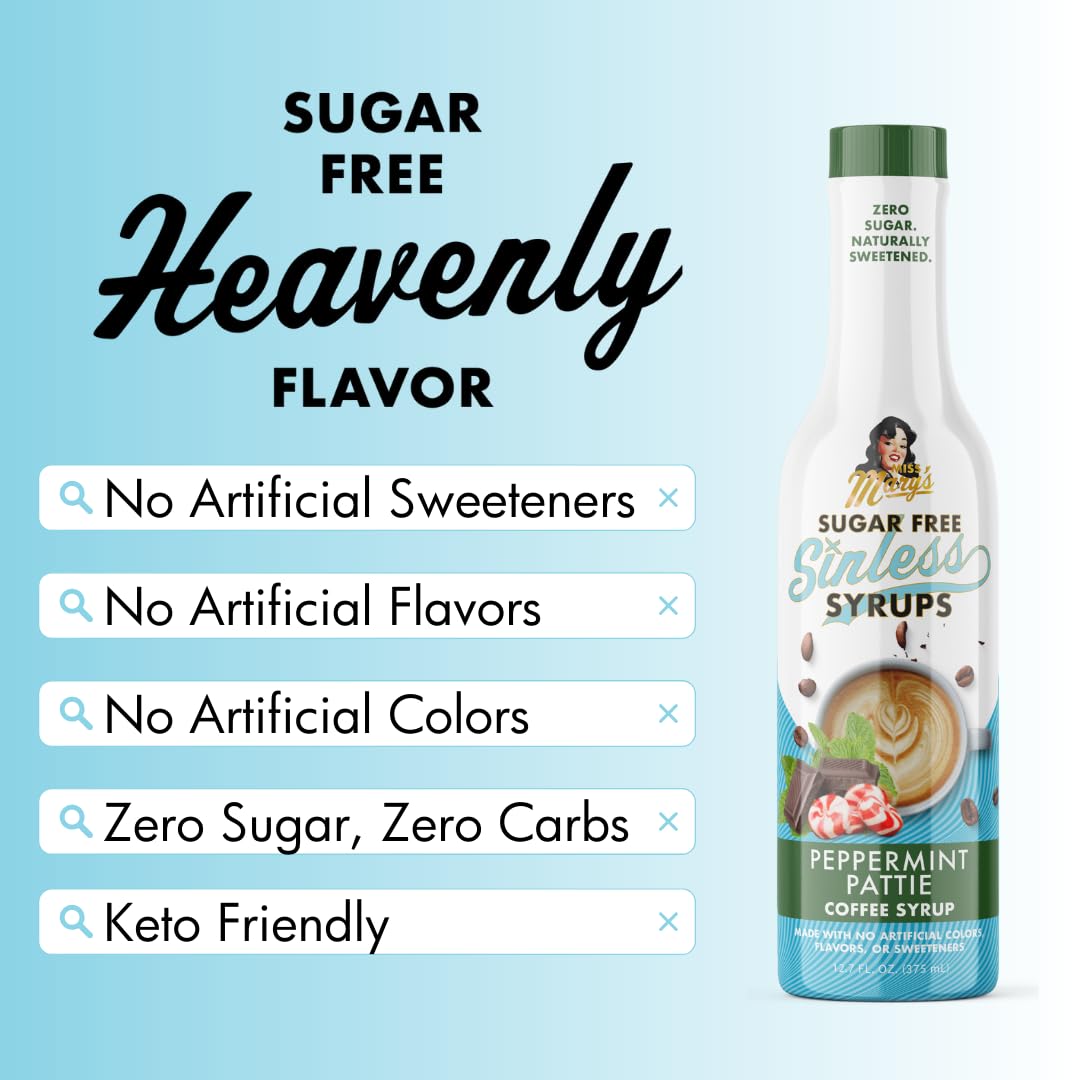 Miss Mary's Sinless Syrup drizzle over desserts for a minty finish