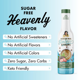 Miss Mary's Sinless Syrup drizzle over desserts for a minty finish