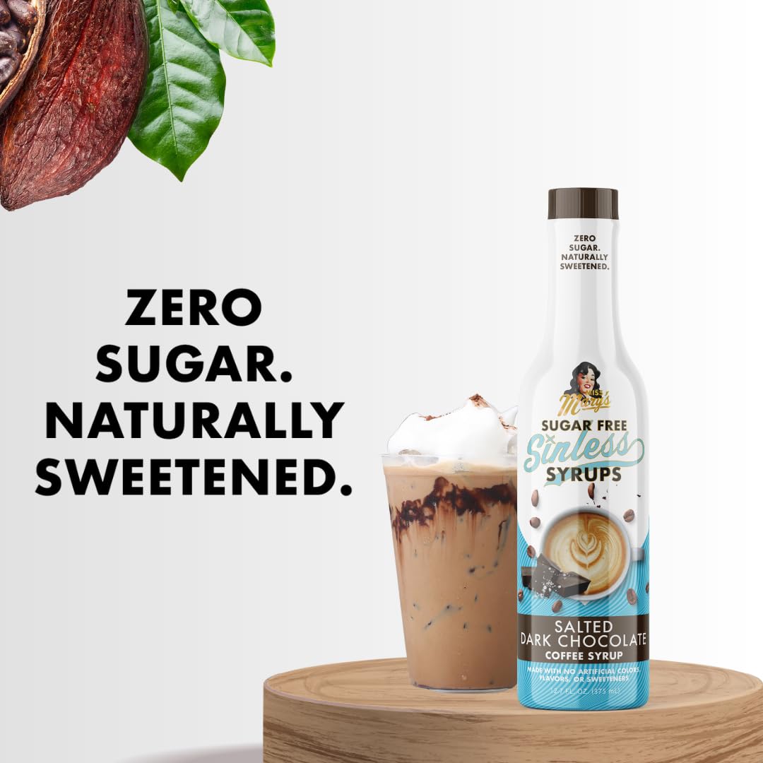 Drizzle of Miss Mary's Sinless Syrup over a chocolate dessert