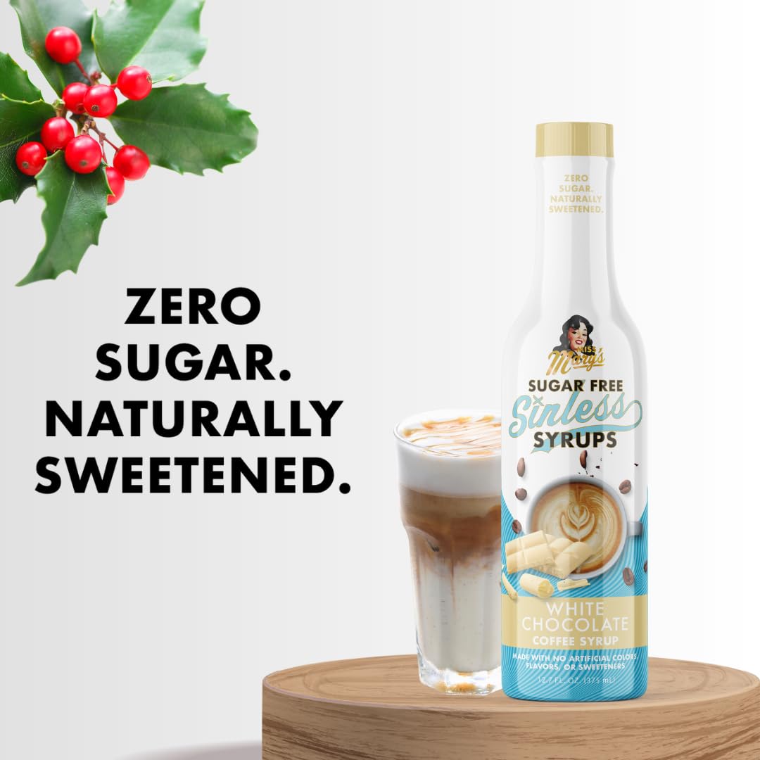 Miss Mary's Sinless White Chocolate Syrup with monk fruit and stevia sweeteners.