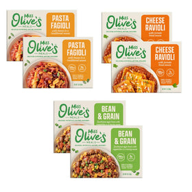 Miss Olive's Cheese Ravioli pack, ready-to-heat for quick vegetarian meals.