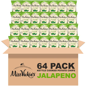 Miss Vickie's Jalapeño kettle chips bag showing bold flavor and portability