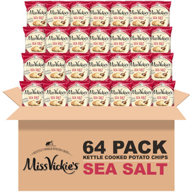 Miss Vickie's Sea Salt Kettle-Cooked Chips bag close-up showing thick crunch.