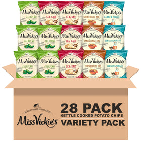 Miss Vickie's variety pack displayed for family snacking on the go