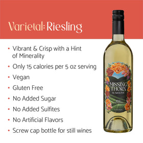 Missing Thorn label closeup highlighting refined branding and winemaking heritage