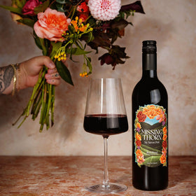 Missing Thorn Bordeaux glass closeup reveals aroma and color