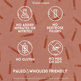 Mission Meats beef stick gluten-free label emphasizes inclusive diets.