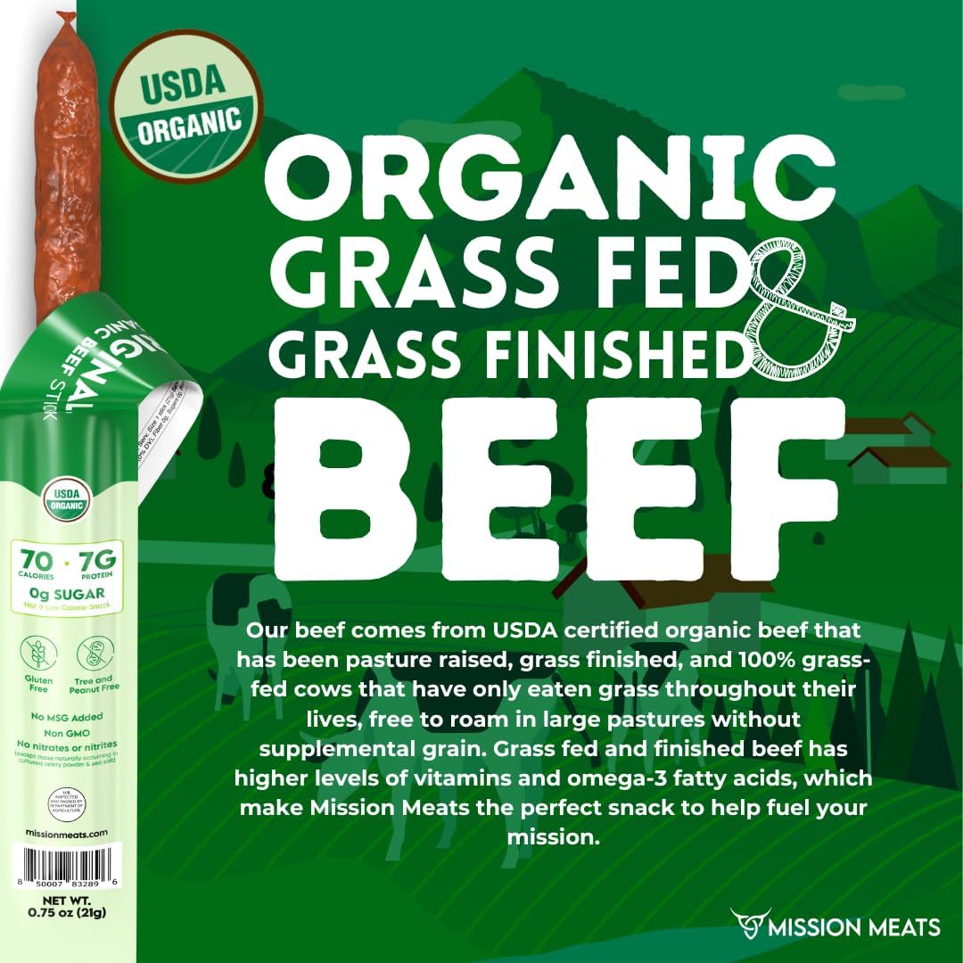 Mission Meats beef sticks deliver 7g of protein per stick for on-the-go fueling.