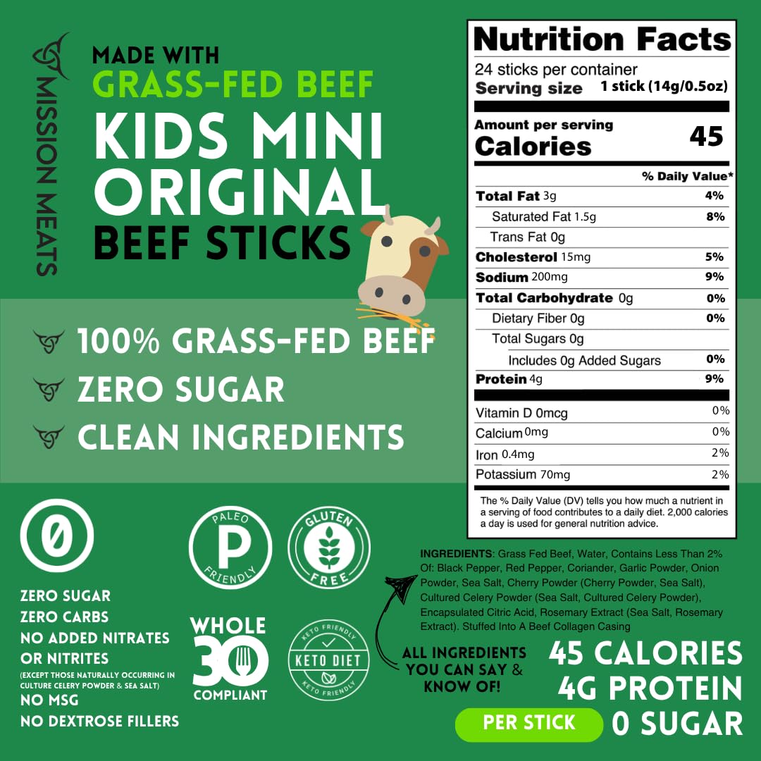 Gluten-free and nut-free Mission Meats beef sticks for safer school lunches