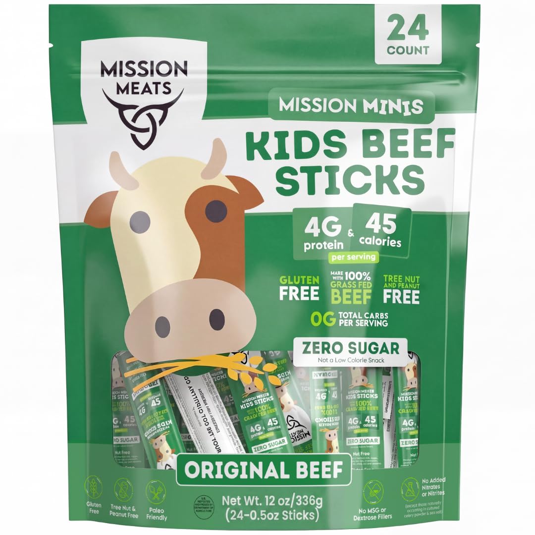 Mission Meats Kids Beef Sticks 0.5oz pack, convenient school or trip snack