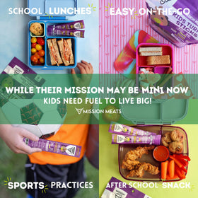Mission Meats Kids Turkey Sticks gluten-free packaging for allergy-conscious families.