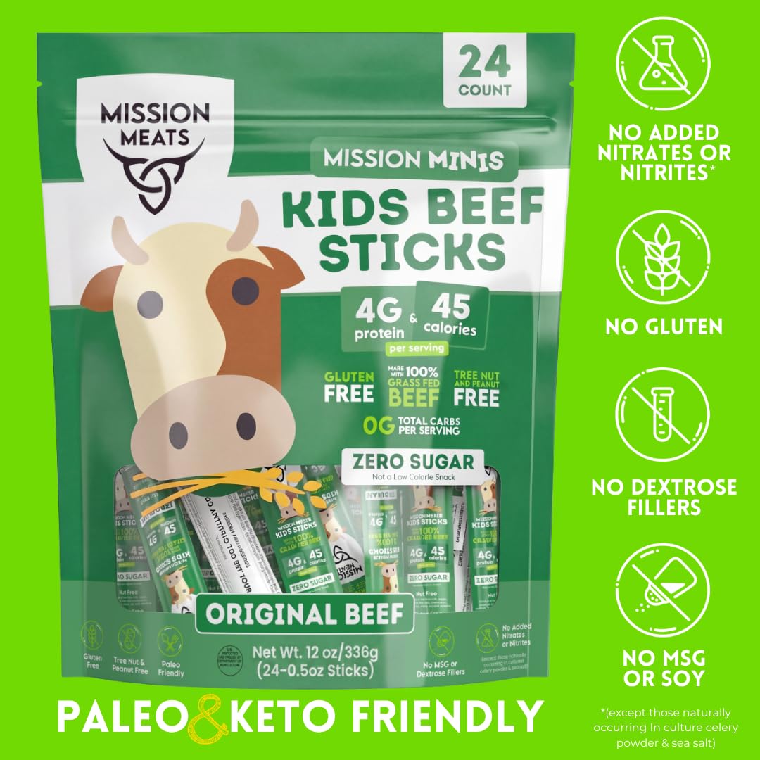 On-the-go Mission Meats beef sticks in a travel-friendly snack pack