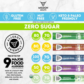 Mission Meats original grass-fed beef stick pack emphasizing clean ingredients