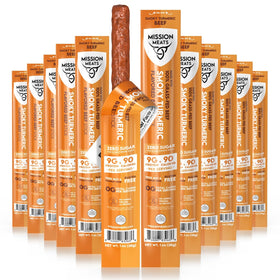 Mission Meats Smoky Turmeric beef stick 1oz in foil wrap for on-the-go protein
