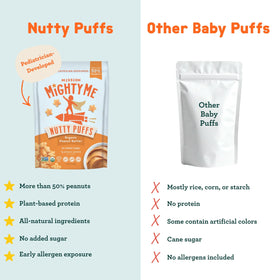 Mission Mighty Me Nutty Puffs gluten-free vegan label close-up.
