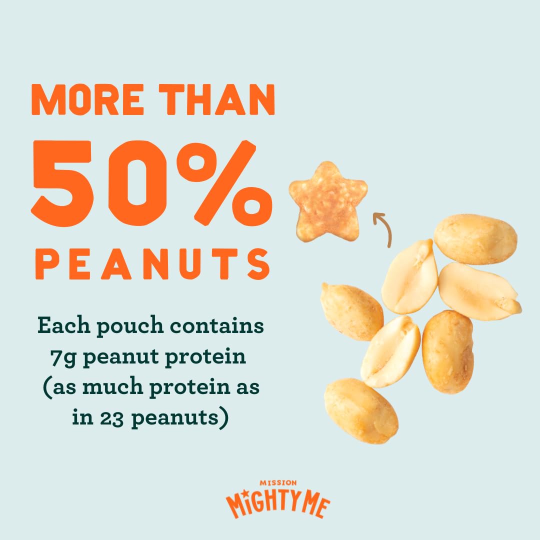 Mission Mighty Me Nutty Puffs ingredient label showcasing organic peanuts and sorghum