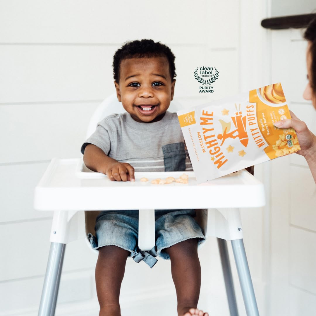 Mission Mighty Me Nutty Puffs serving suggestion with fruit and yogurt