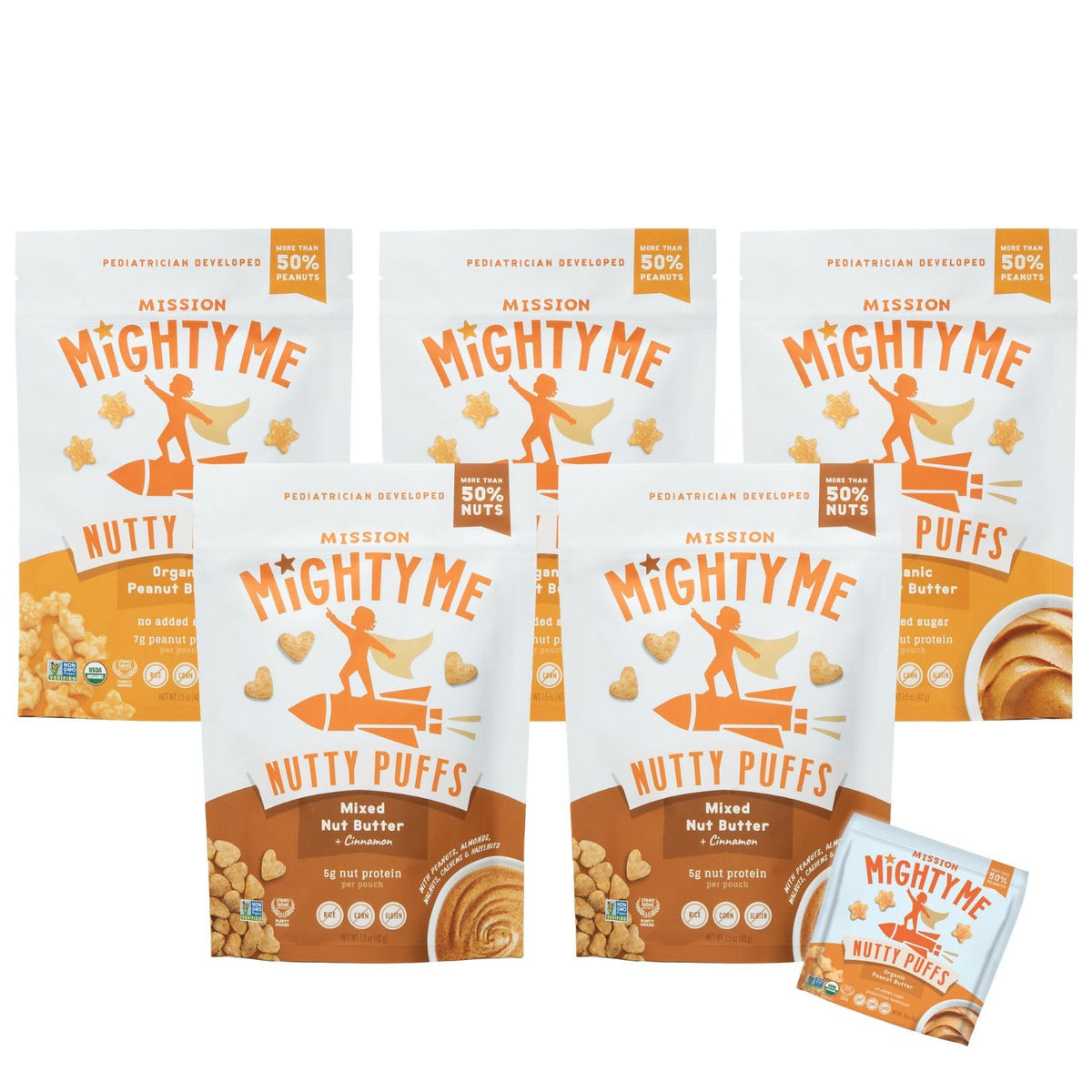 Mission Mighty Me Nutty Puffs close-up showing melt-in-mouth texture for babies starting solids