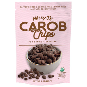 Missy J's carob chips offer tasty snacking and dessert topping options.