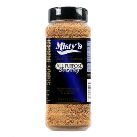 Misty's Steakhouse seasoning bottle front view, bold flavor ready for grilled steaks.