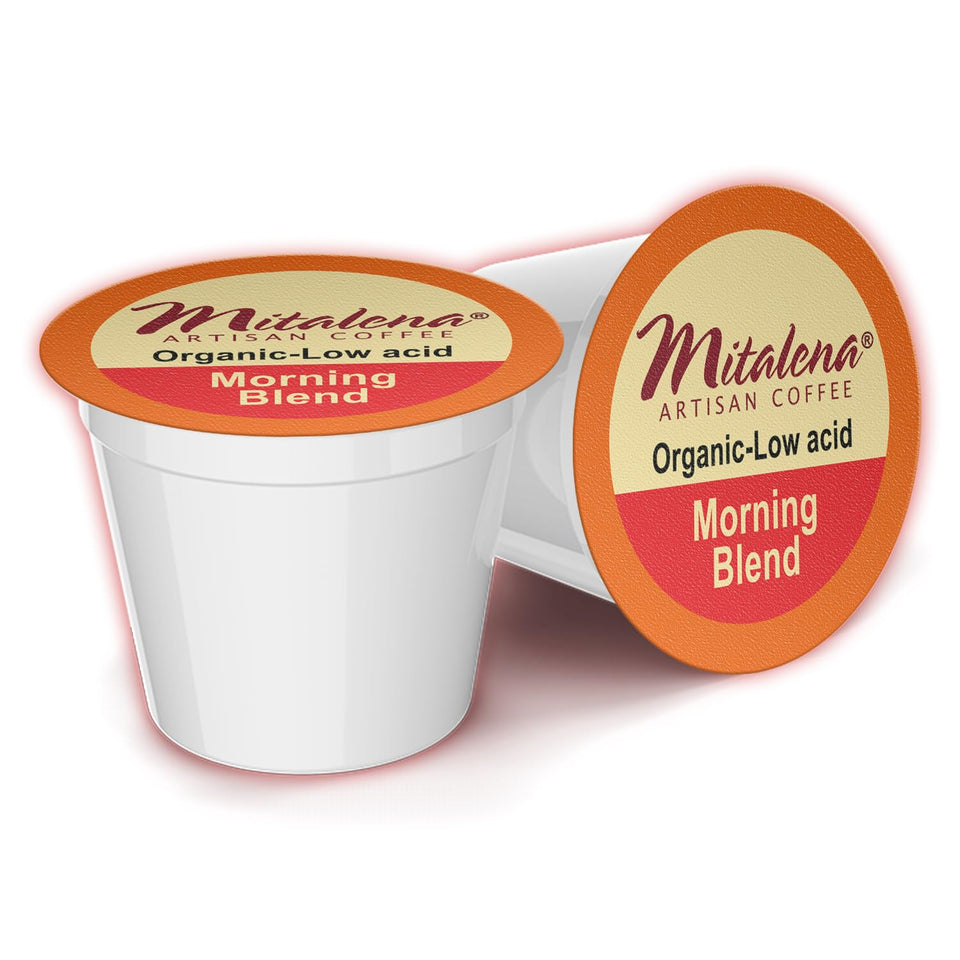 Mitalena Gourmet Coffee Morning Blend pod ready for Keurig brewing, smooth aroma and balanced taste