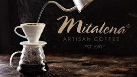 Mitalena Gourmet Coffee organic packaging on kitchen counter