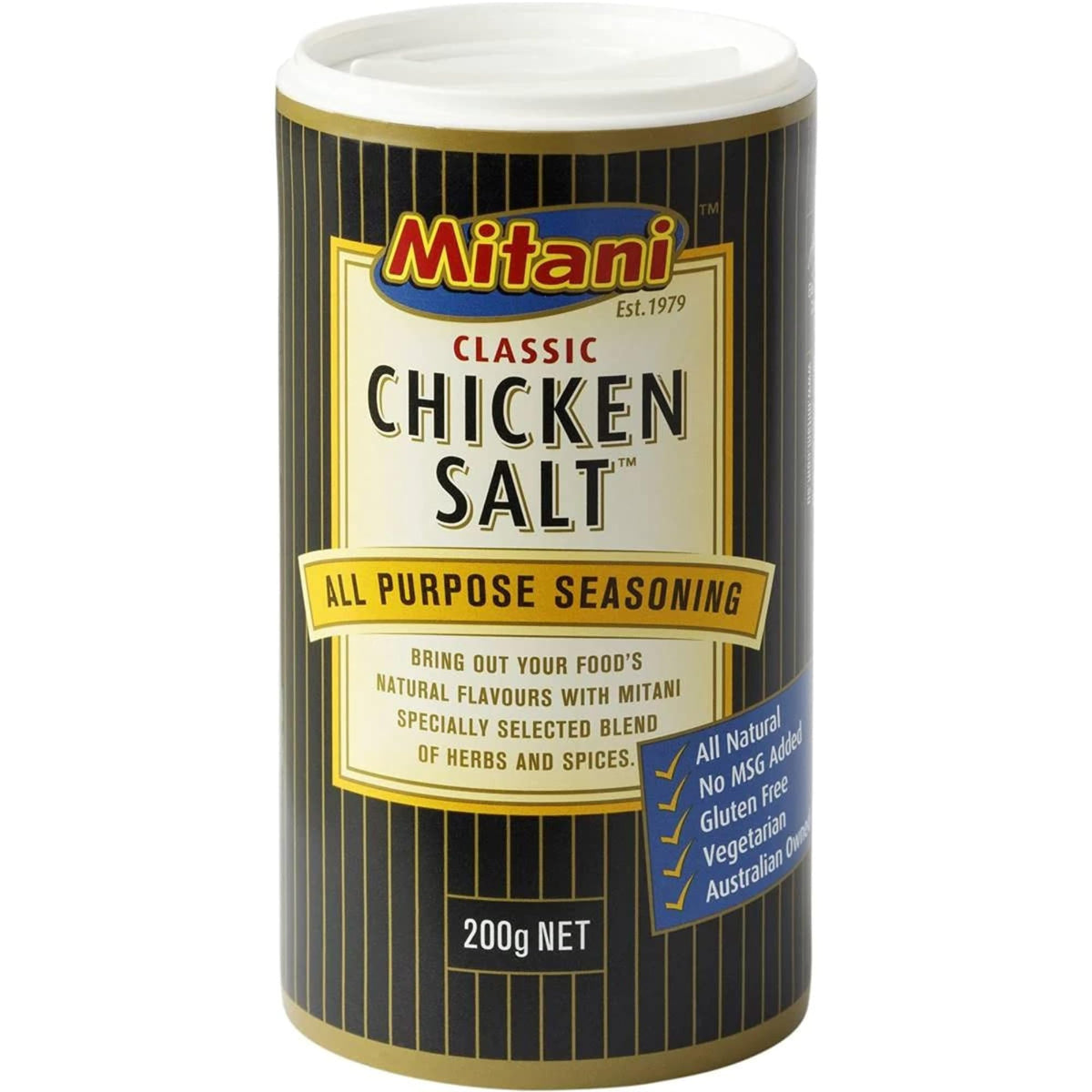 Mitani Classic Chicken Salt 200g packaging shot for easy, savory meals.