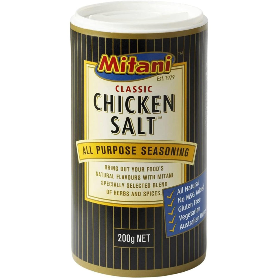 Mitani Classic Chicken Salt 200g packaging shot for easy, savory meals.