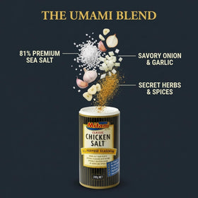 Mitani Classic Chicken Salt sprinkle image suggests light seasoning for snacks and meals.