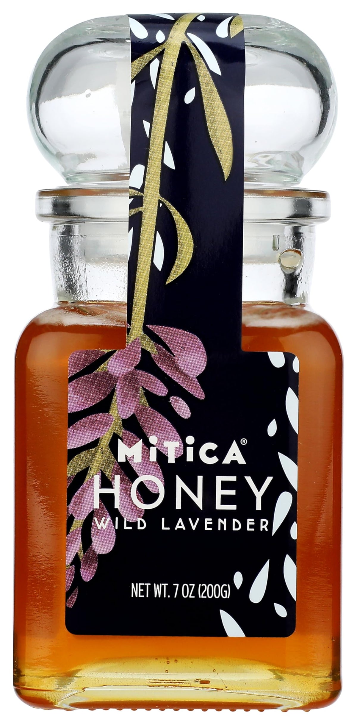 Mitica Lavender Honey bottle, floral drizzle ideal for cheese pairings