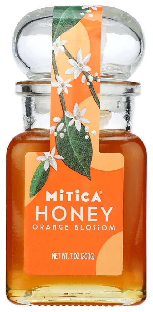 Mitica Orange Blossom Honey jar; delicate flavor for topping pastries.