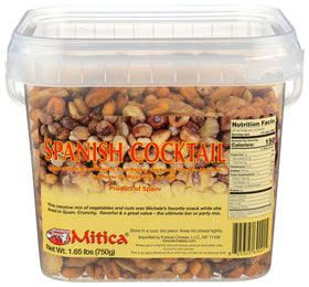 Mitica Spanish cocktail mixed nuts tub, perfect for sharing during wine or beer nights.