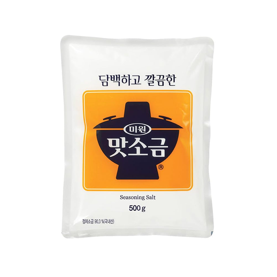 Chung Jung One Miwon MSG Salt Seasoning tin front label enhances savory flavor.