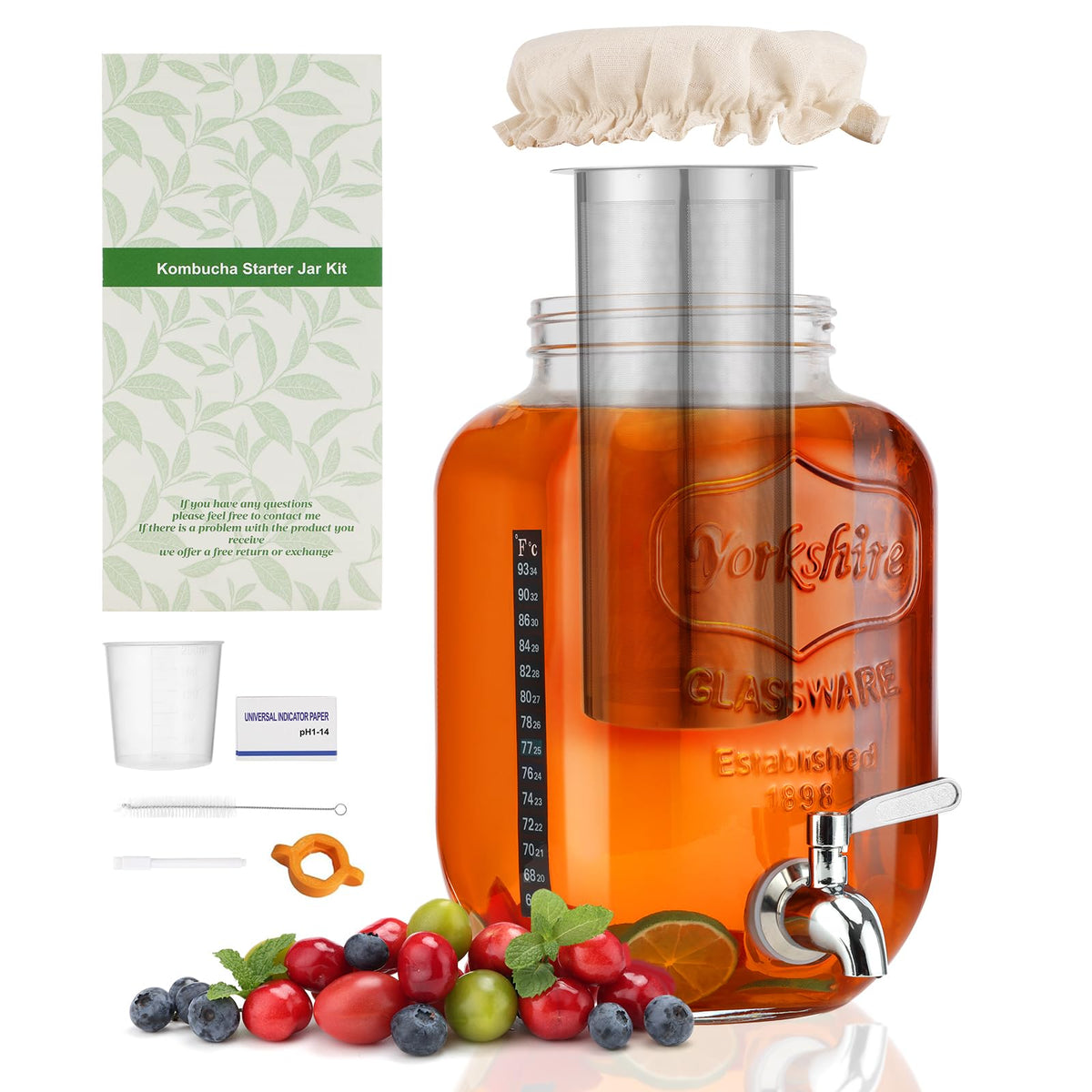 MIWUYI 1-gallon glass kombucha jar with spigot for home brewing