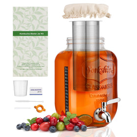 MIWUYI 1-gallon glass kombucha jar with spigot for home brewing