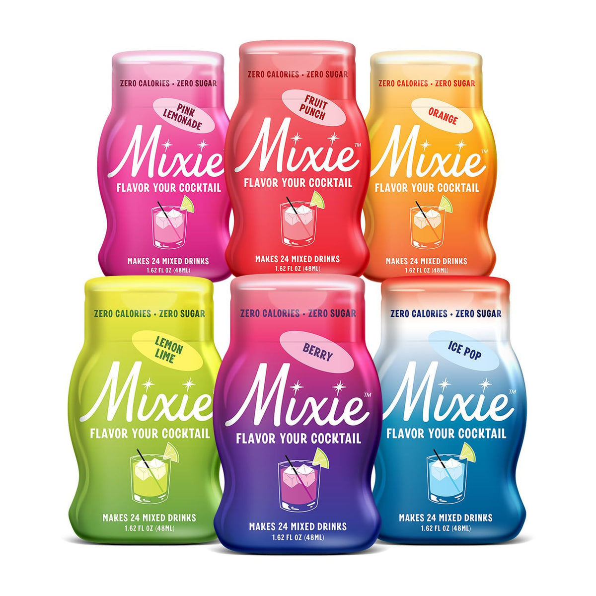 Mixie water enhancer bottle close-up showing bold, calorie-free flavor for on-the-go hydration.