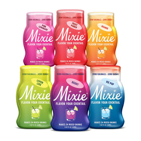 Mixie water enhancer bottle close-up showing bold, calorie-free flavor for on-the-go hydration.