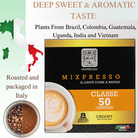 Close-up of Mixpresso Classe capsule reveals premium grind for espresso