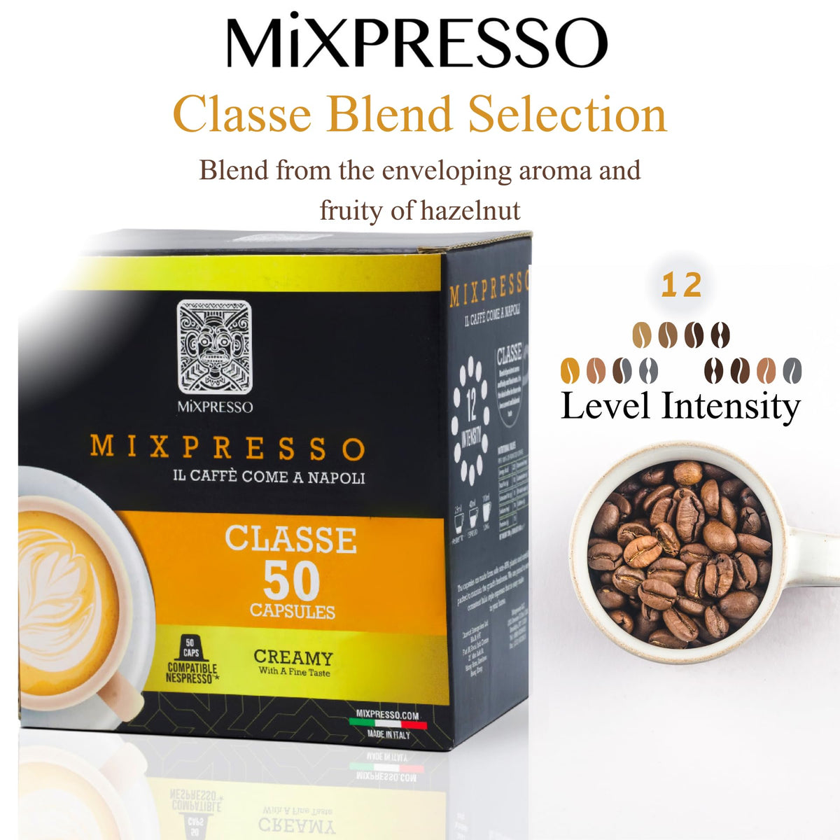 Mixpresso Classe capsules stacked for convenient single-serve brewing