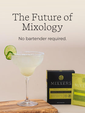 Mixxers pineapple jalapeño mix as a refreshing mocktail with sparkling water.