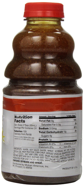 Mizkan Mustard Dressing bottle pour over greens for tangy flavor.