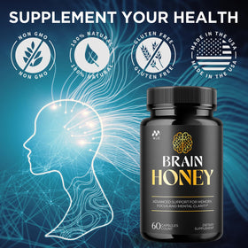 MJO Brain Honey Capsules multivitamin capsule diagram for health routine.