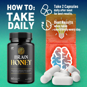 MJO Brain Honey Capsules close look at capsule texture and color.
