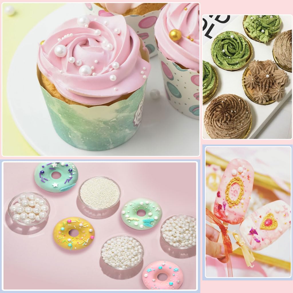 Mkostlich 500g white pearl sprinkles offer bulk decorating options.