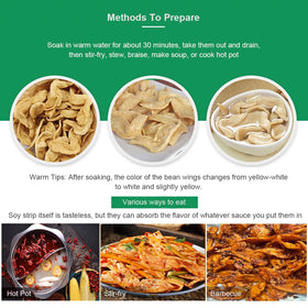Mkostlich dried soy strips stir-fry scene demonstrates quick meal.