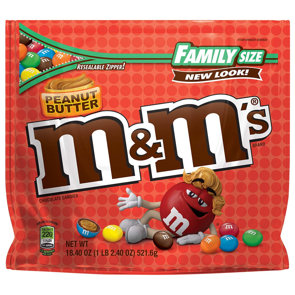 M&M's Peanut Butter family size 18.4 oz pack for sharing and baking