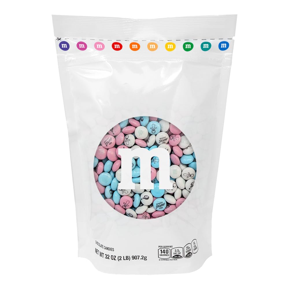 M&M'S World gender reveal blue and pink milk chocolate bag for baby showers