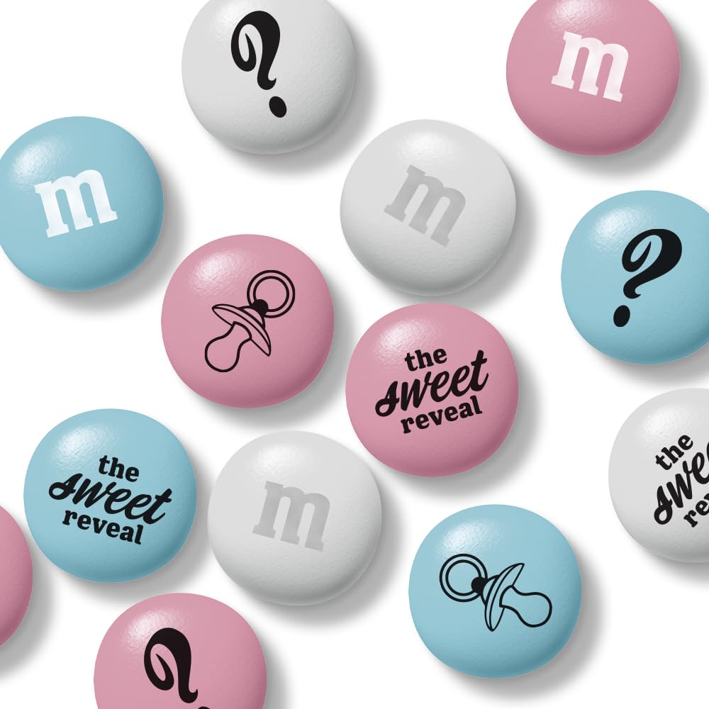 Light blue and pink M&M'S for candy buffets at gender reveal parties