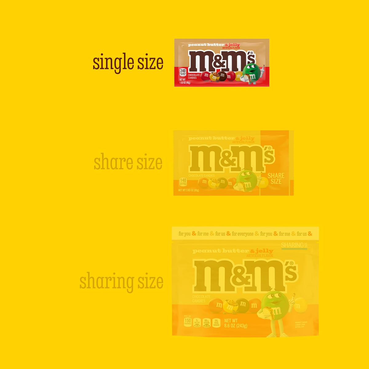 M&M’S 1.6-ounce single-pack ready for easy portion control.