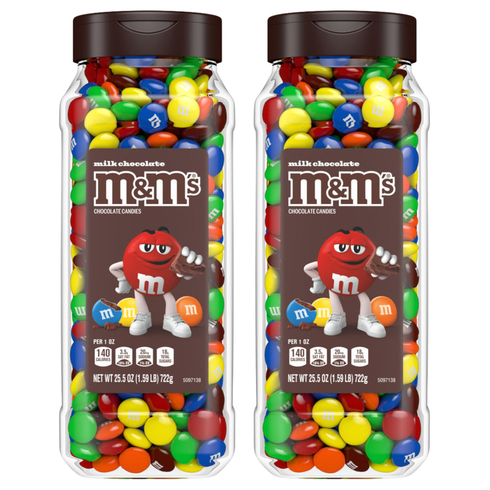 Two M&M's bulk candy jars shown for easy sharing and entertaining.